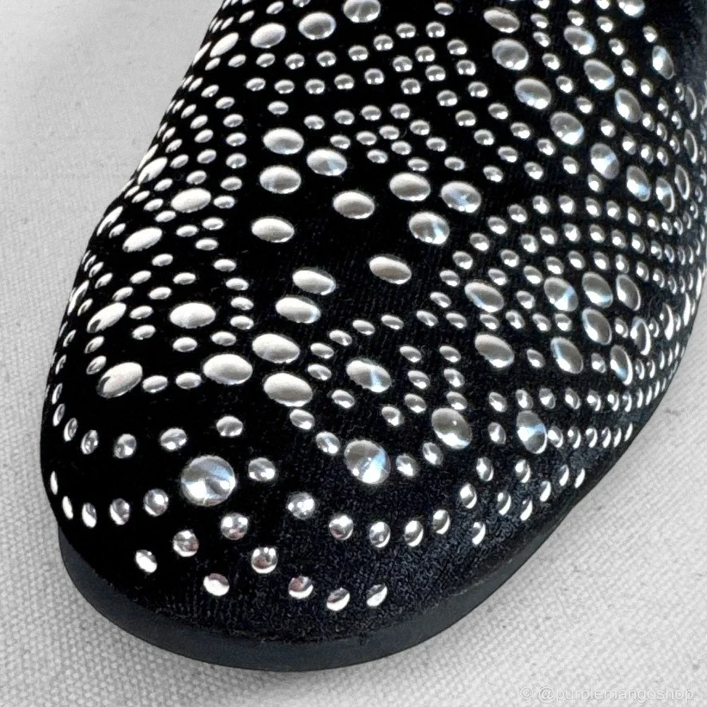 NWOT Tallia Raffaele Velvet Studded Smoking Slipper Loafers |‎ Black | Men's 8